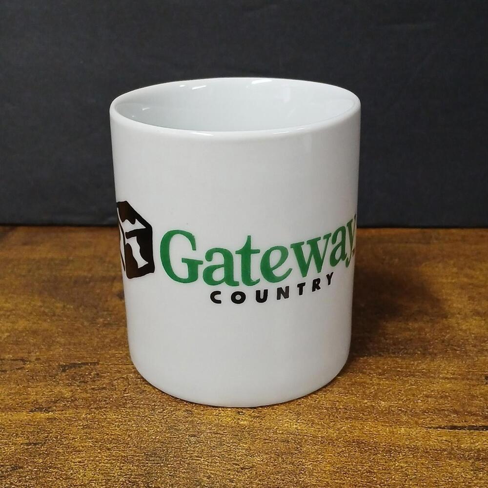 Gateway Country Logo 1990's Vintage Ceramic White Coffee Mug 10oz Cup
